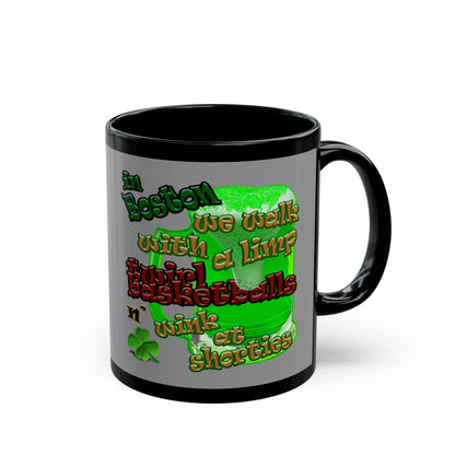 celtics logo - Black Mug (grey)