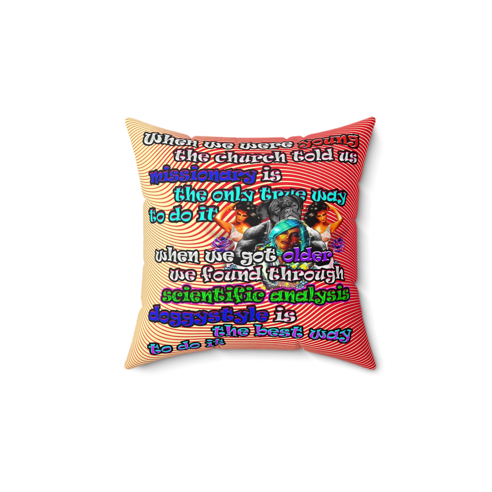doggystyle - Spun Polyester Square Pillow - (yellow-orange wave)