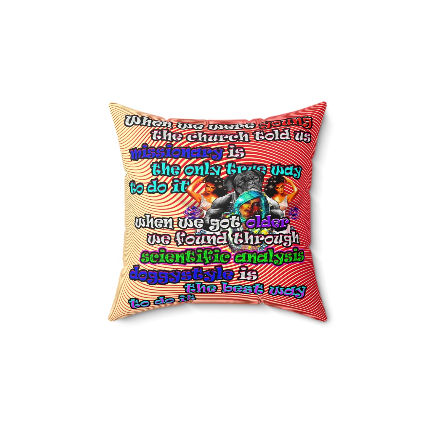 doggystyle - Spun Polyester Square Pillow - (yellow-orange wave)