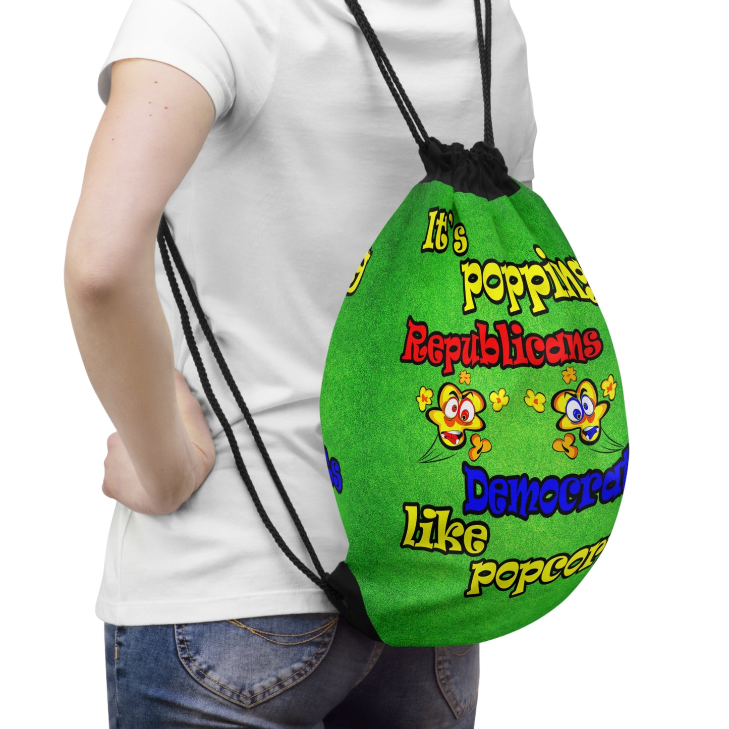 popping like popcorn - Drawstring Bag (green turf)