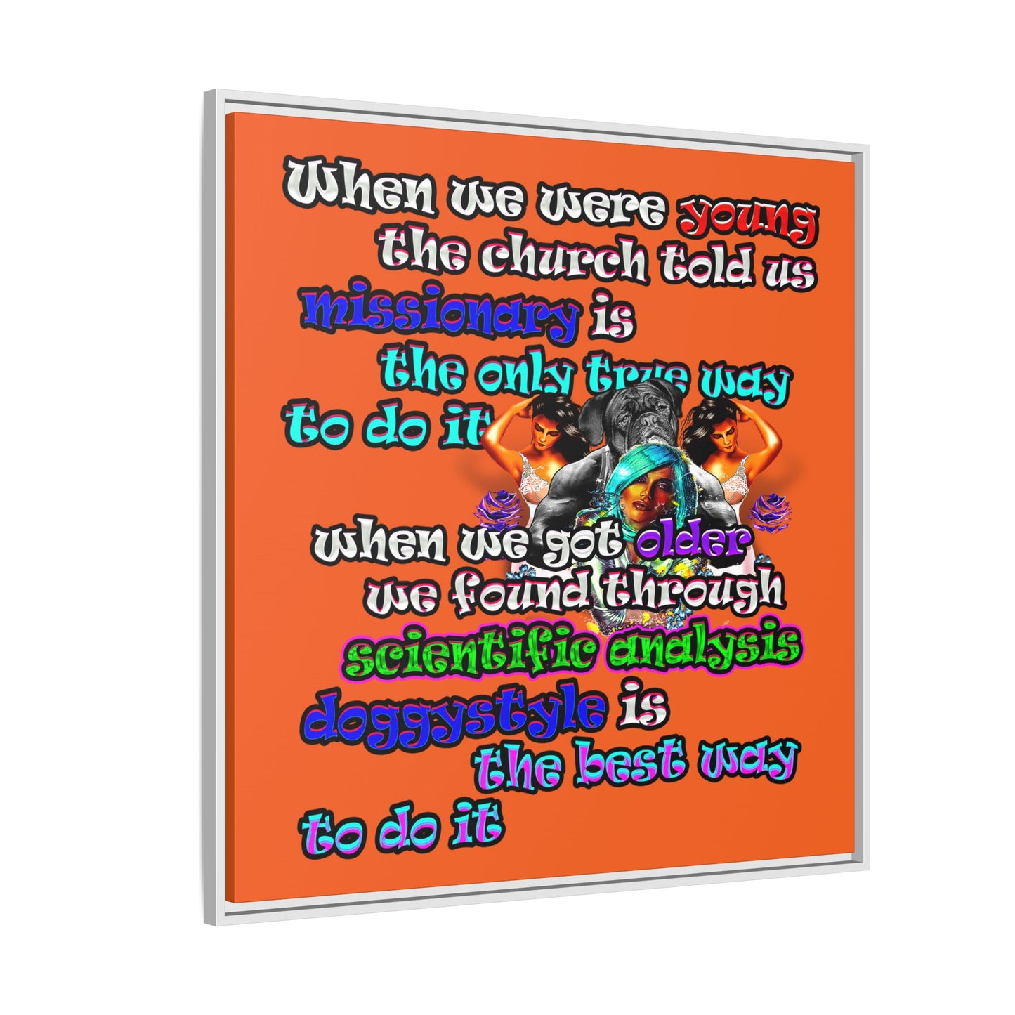 doggystyle - framed canvas art (orange)
