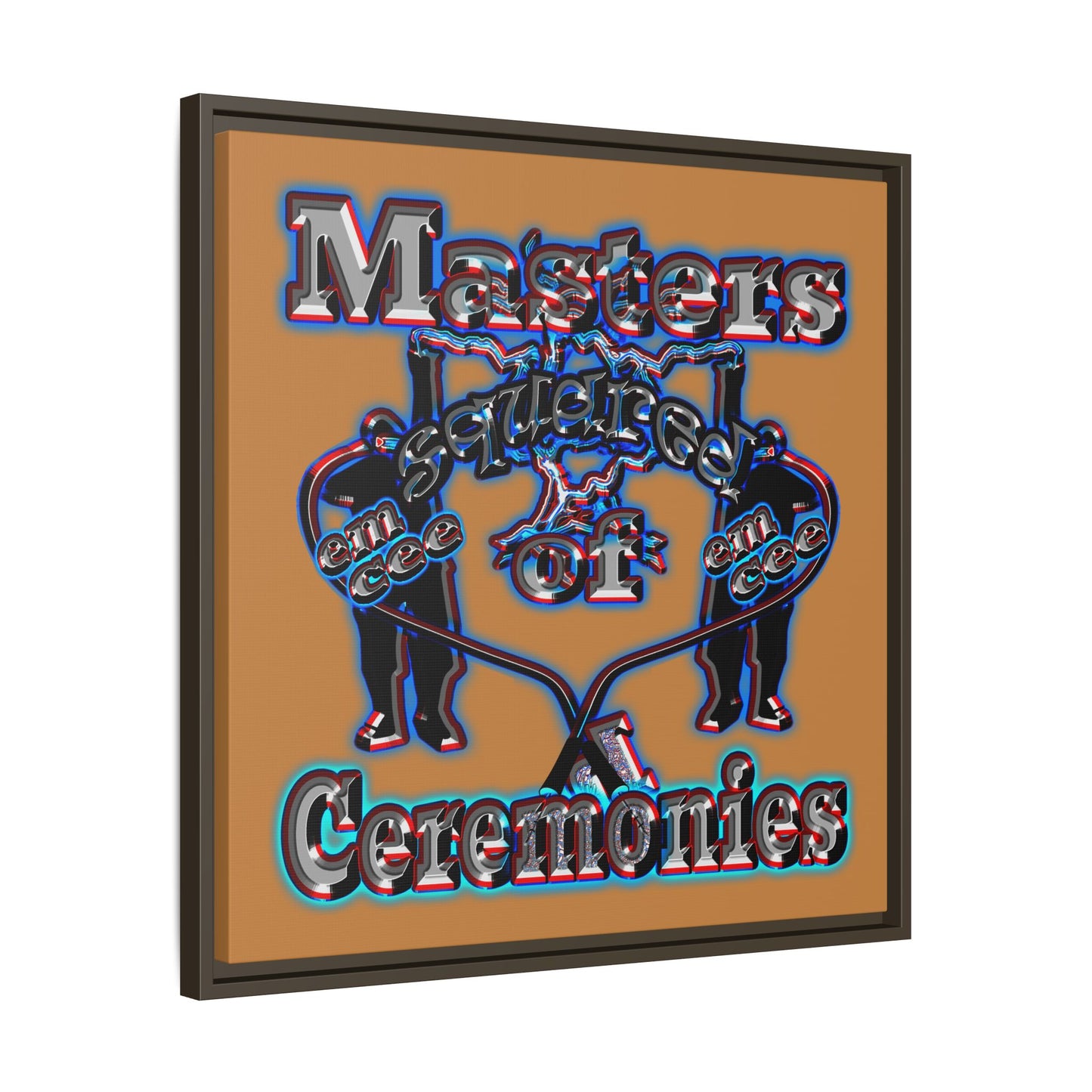 em cee squared - framed canvas art (light brown)
