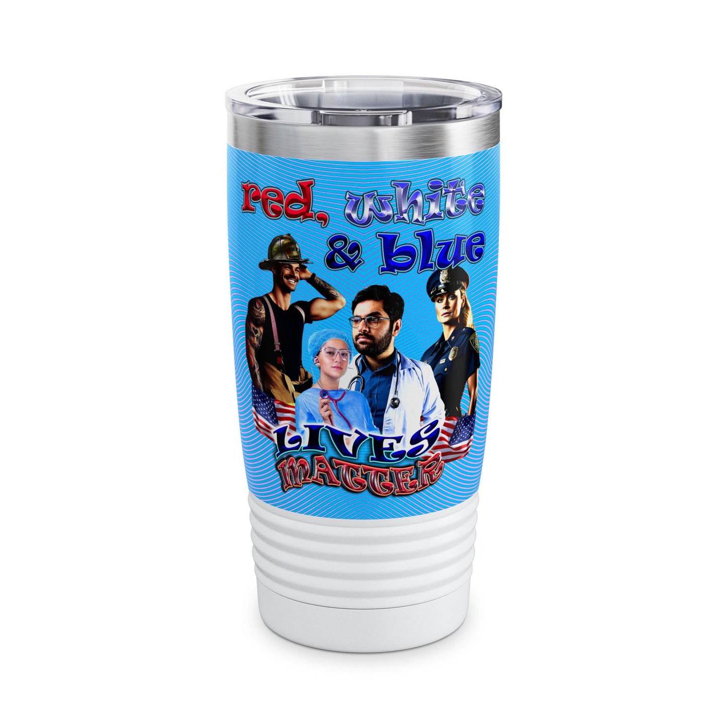 rw&b lives matter - Ringneck Tumbler, 20oz (light blue-purple wave)
