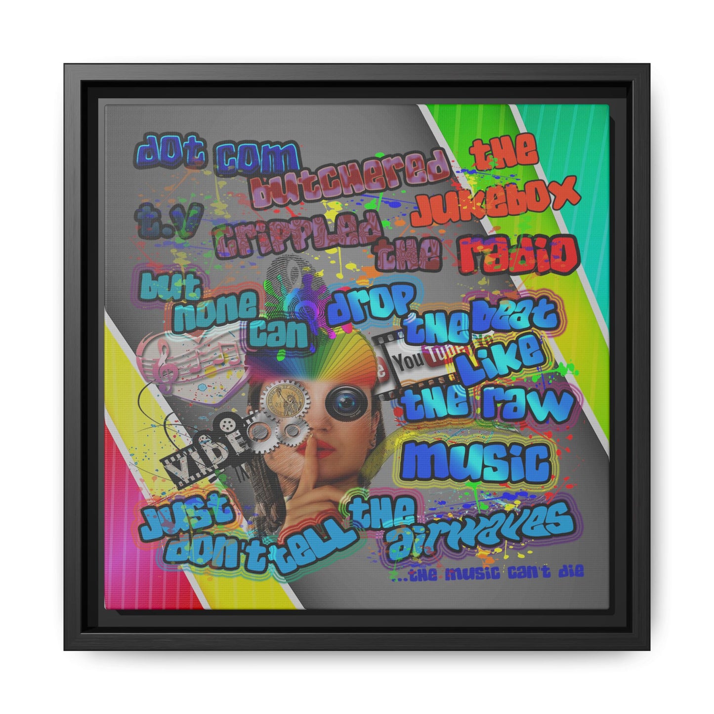 drop the beat - framed canvas art (rainbow split)