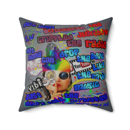 drop the beat - Spun Polyester Square Pillow - (grey-light grey)