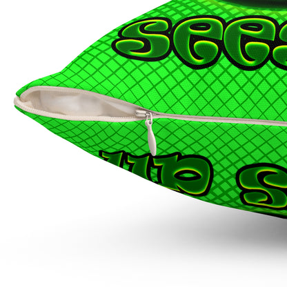 green monster - Spun Polyester Square Pillow - (logo green)