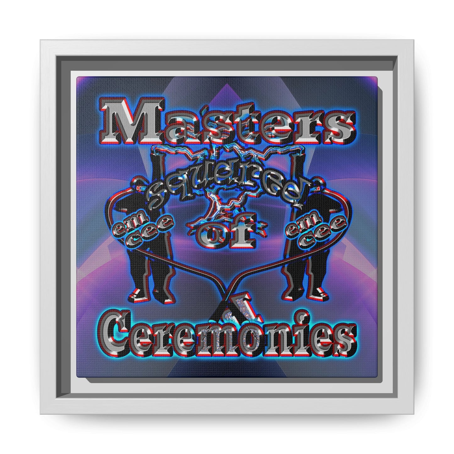 em cee squared - framed canvas art (grey-pink wave)