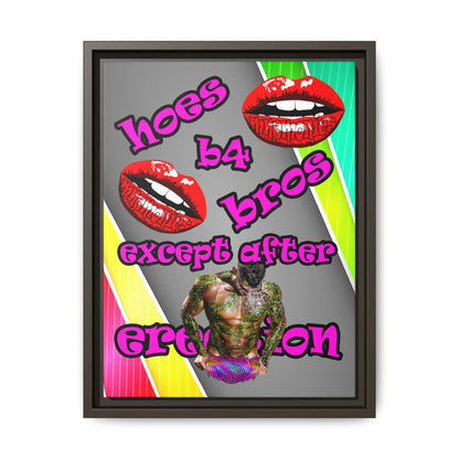 hoes b4 bros - framed canvas art (rainbow split)