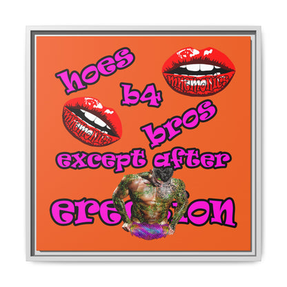 hoes b4 bros - framed canvas art (orange)