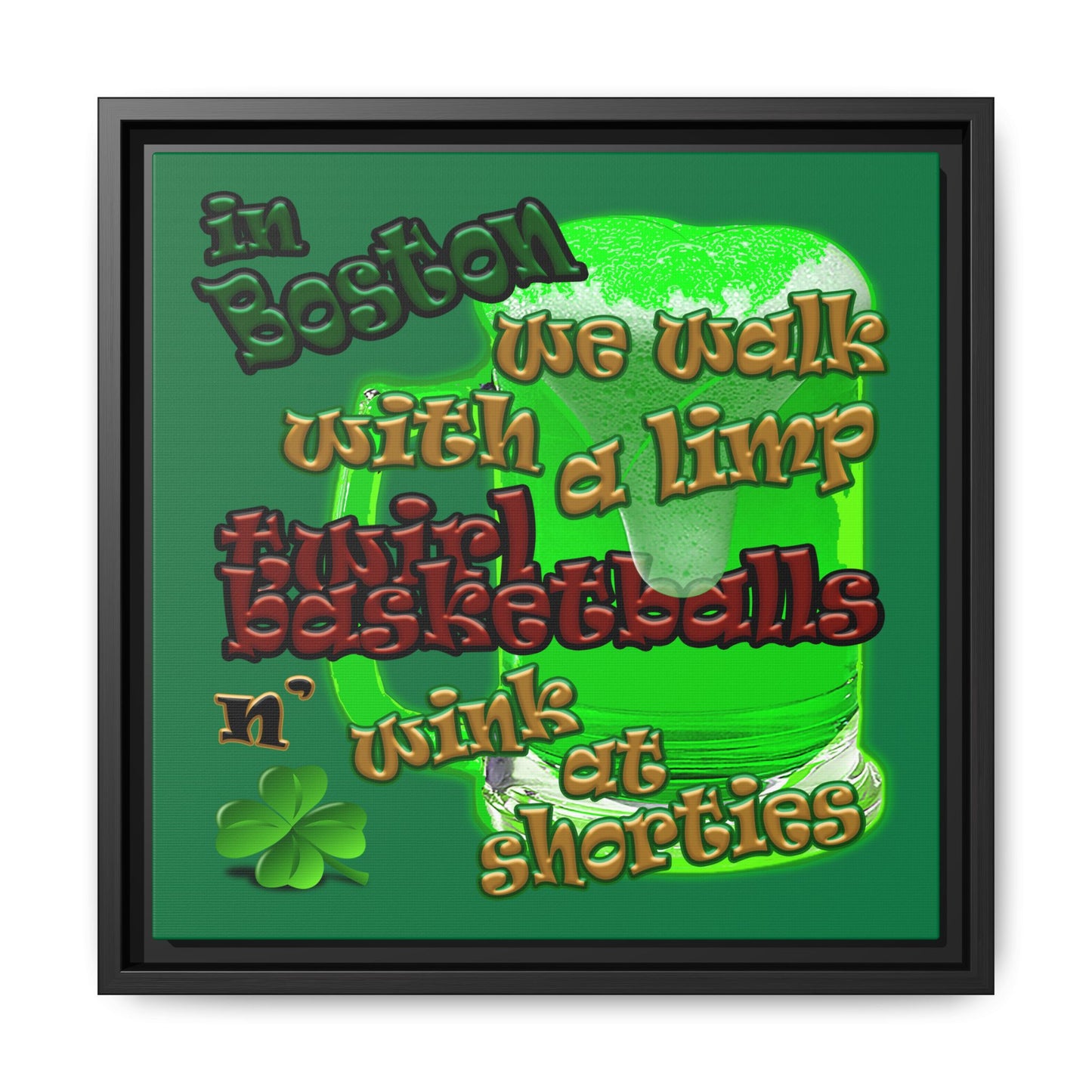 celtics logo - framed canvas art (dark green)