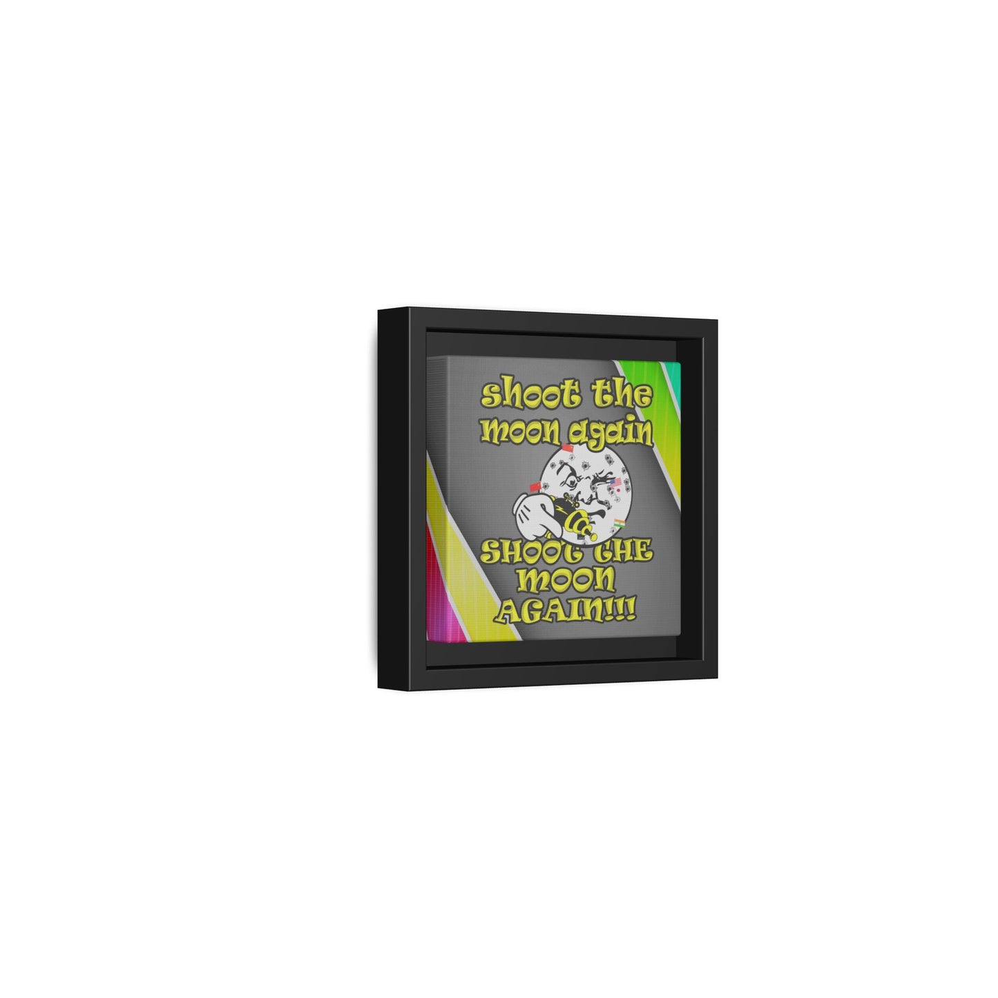 shoot the moon again - framed canvas art (rainbow split)
