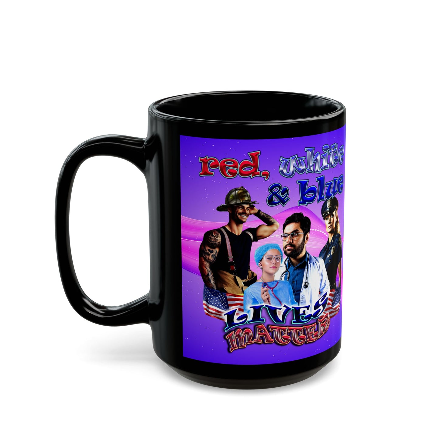 rw&b lives matter - Black Mug (purple-pink wave)