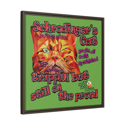 schrodinger's cat - framed canvas art (green)