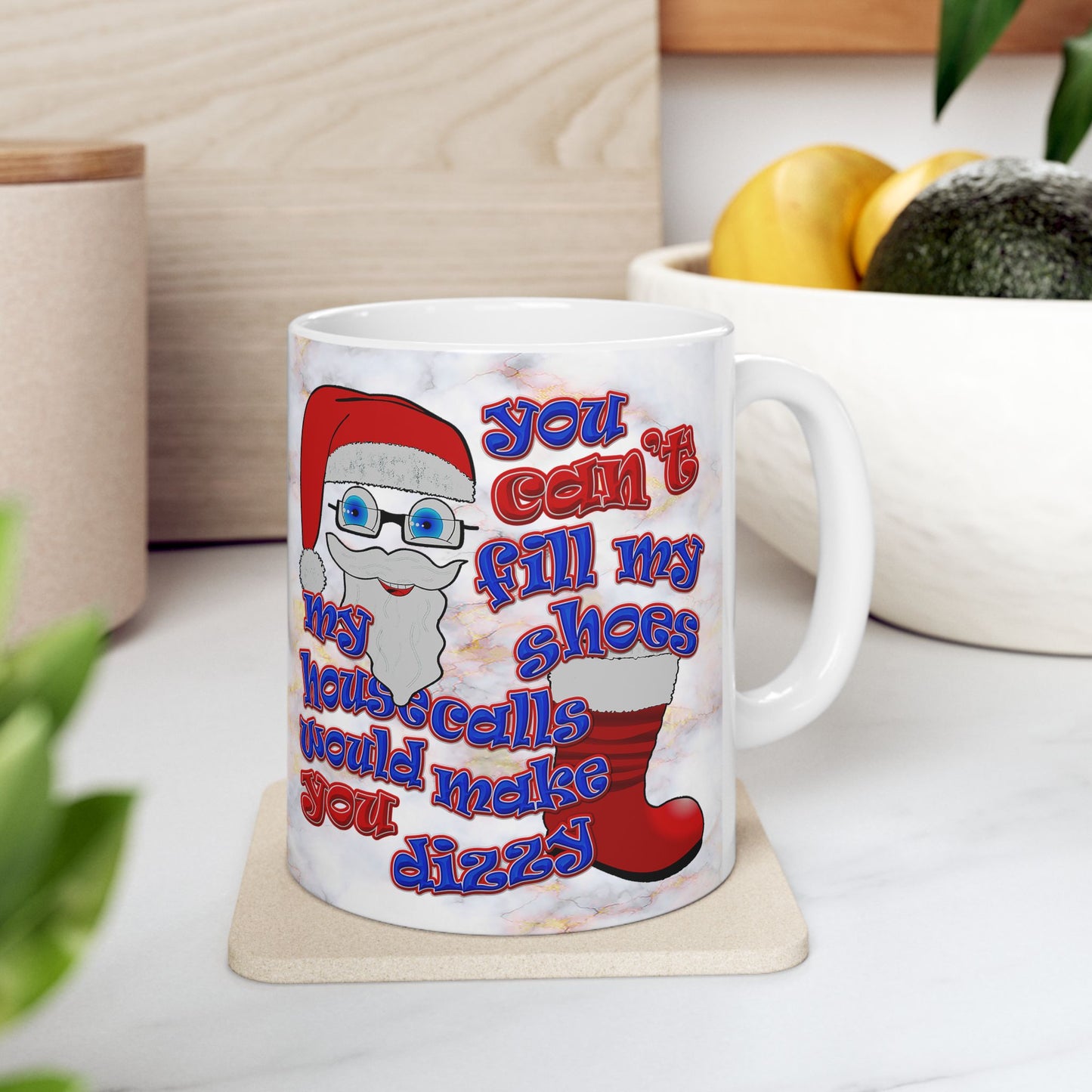 santa's shoes - White Mug (white marble)