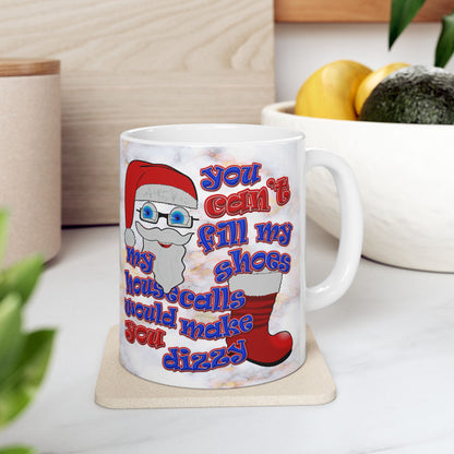 santa's shoes - White Mug (white marble)