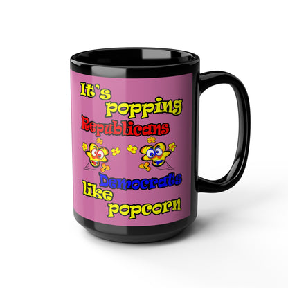 popping like popcorn - Black Mug (light pink)