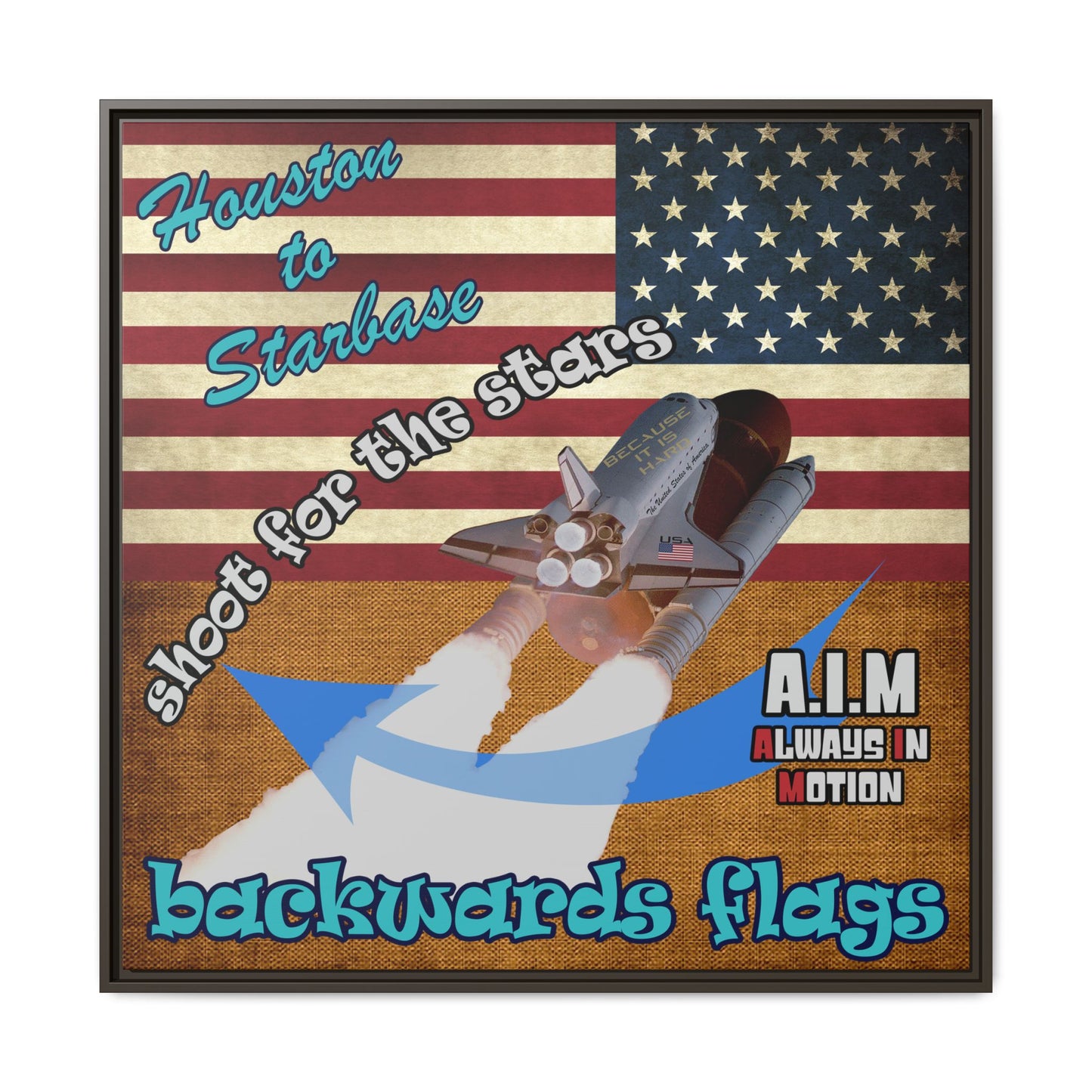 shoot for the stars - framed canvas art (brown papyrus)