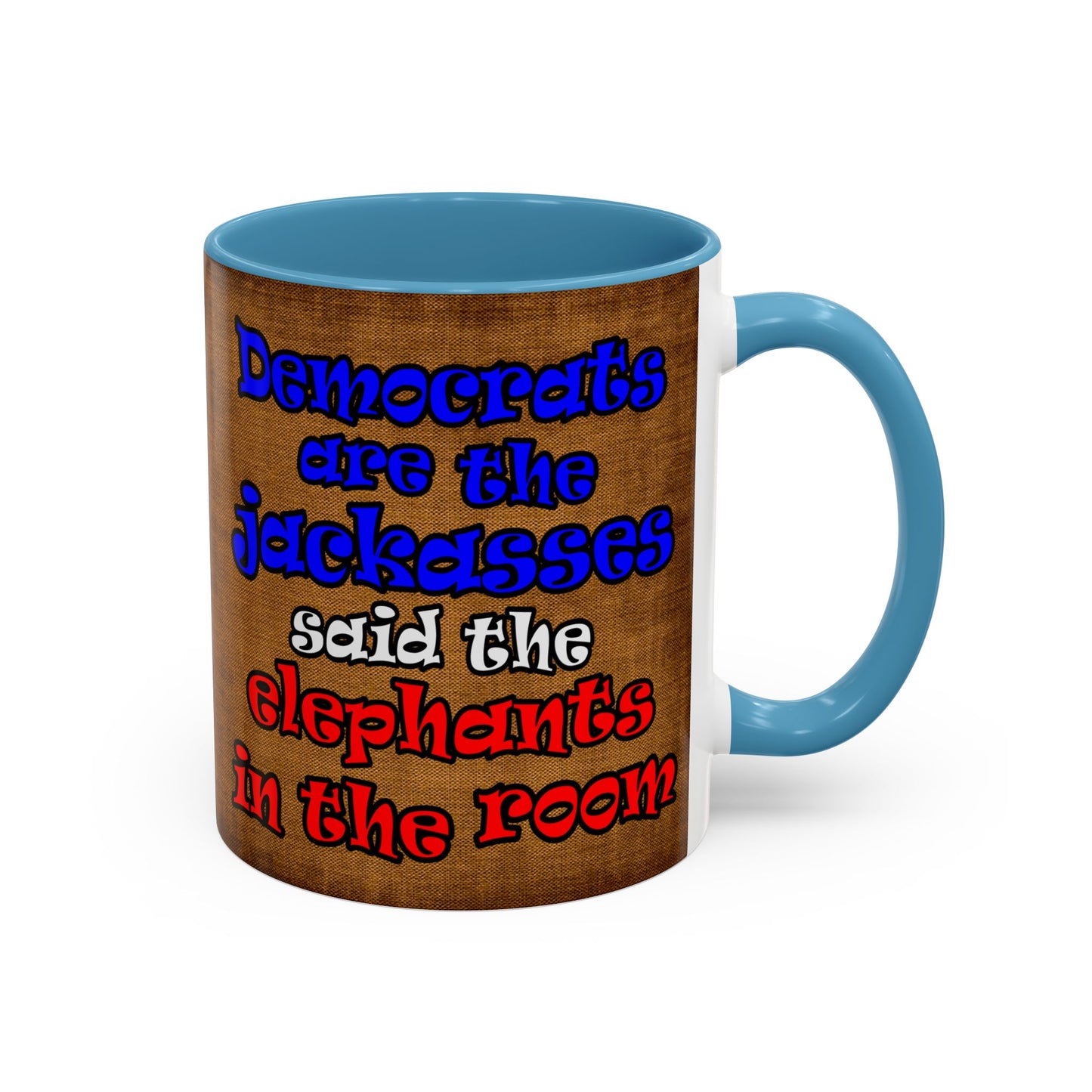 donkeys and elephants - Accent Mug (brown papyrus)