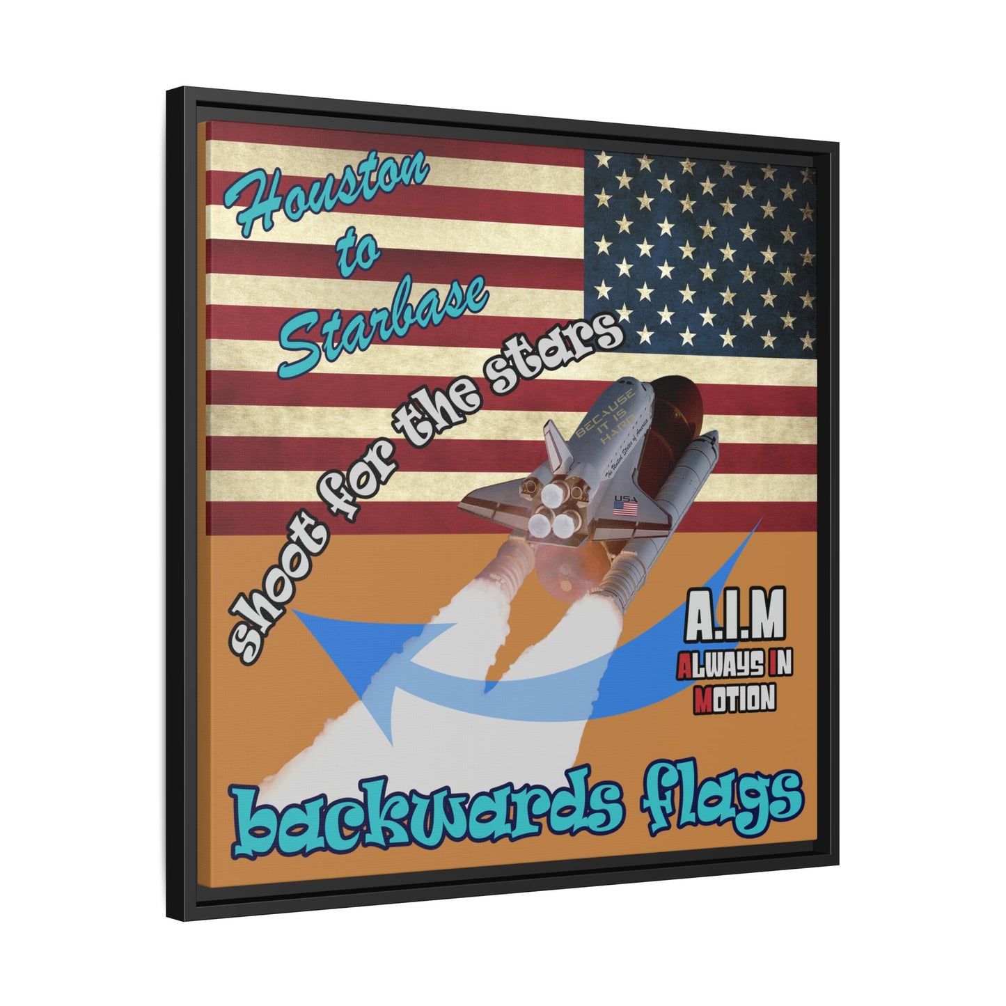 shoot for the stars - framed canvas art (light brown)