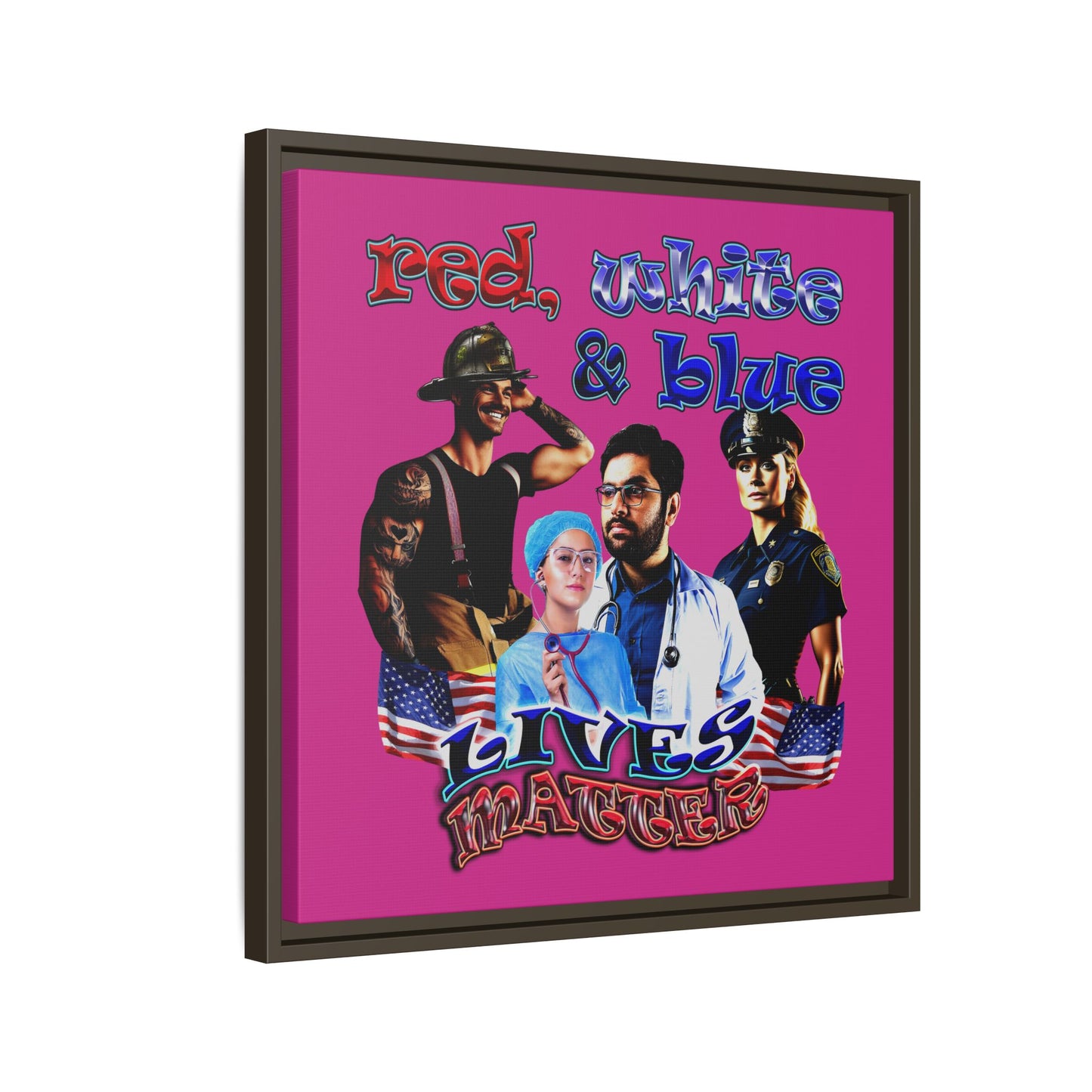 rw&b lives matter - framed canvas art (pink)