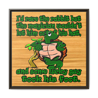 turtle race - framed canvas art (butterscotch wood finish)