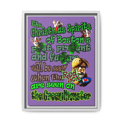 christmas spirits of boston - framed canvas art (light purple)