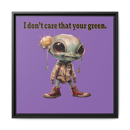 I don't care that your green - framed canvas art (light purple)