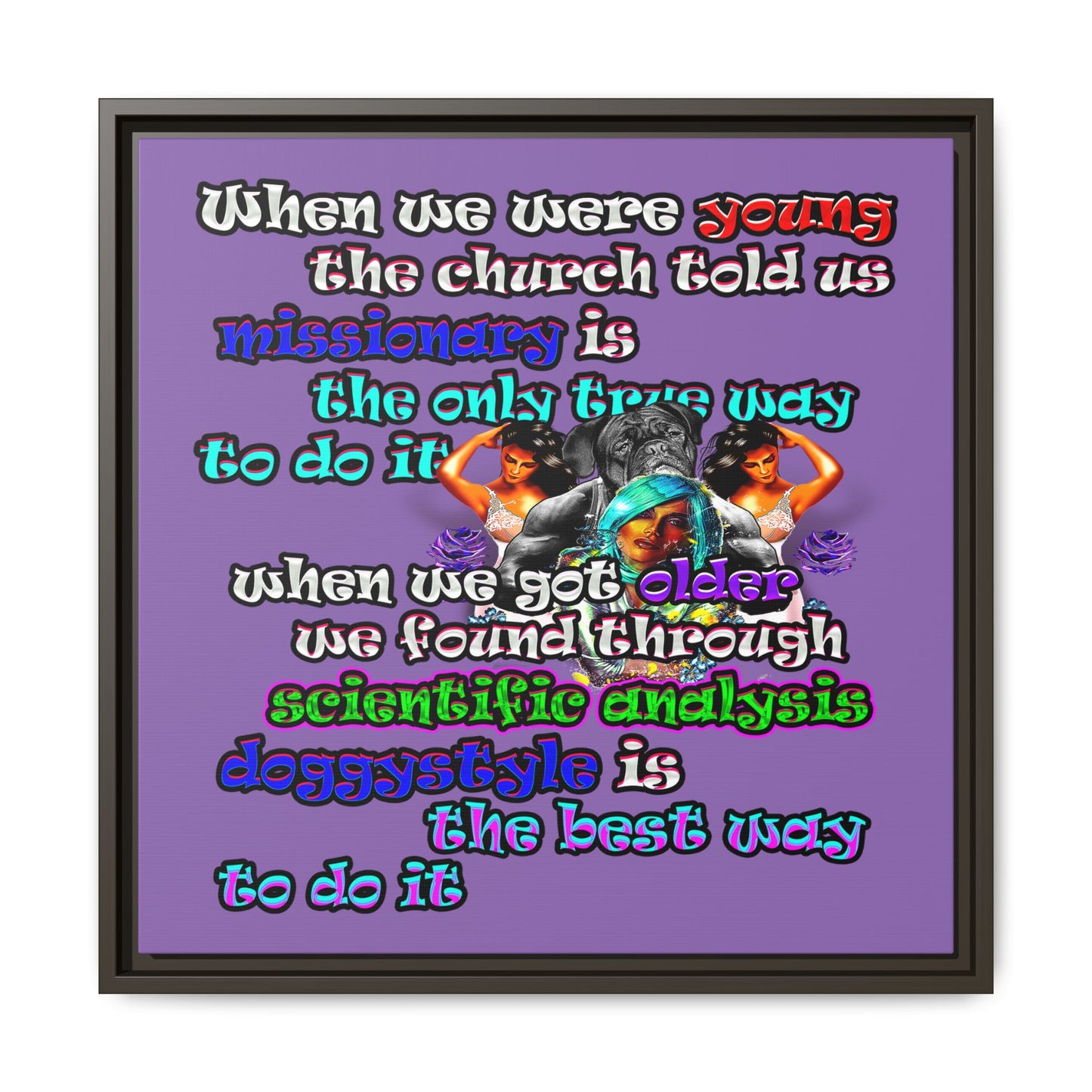 doggystyle - framed canvas art (light purple)
