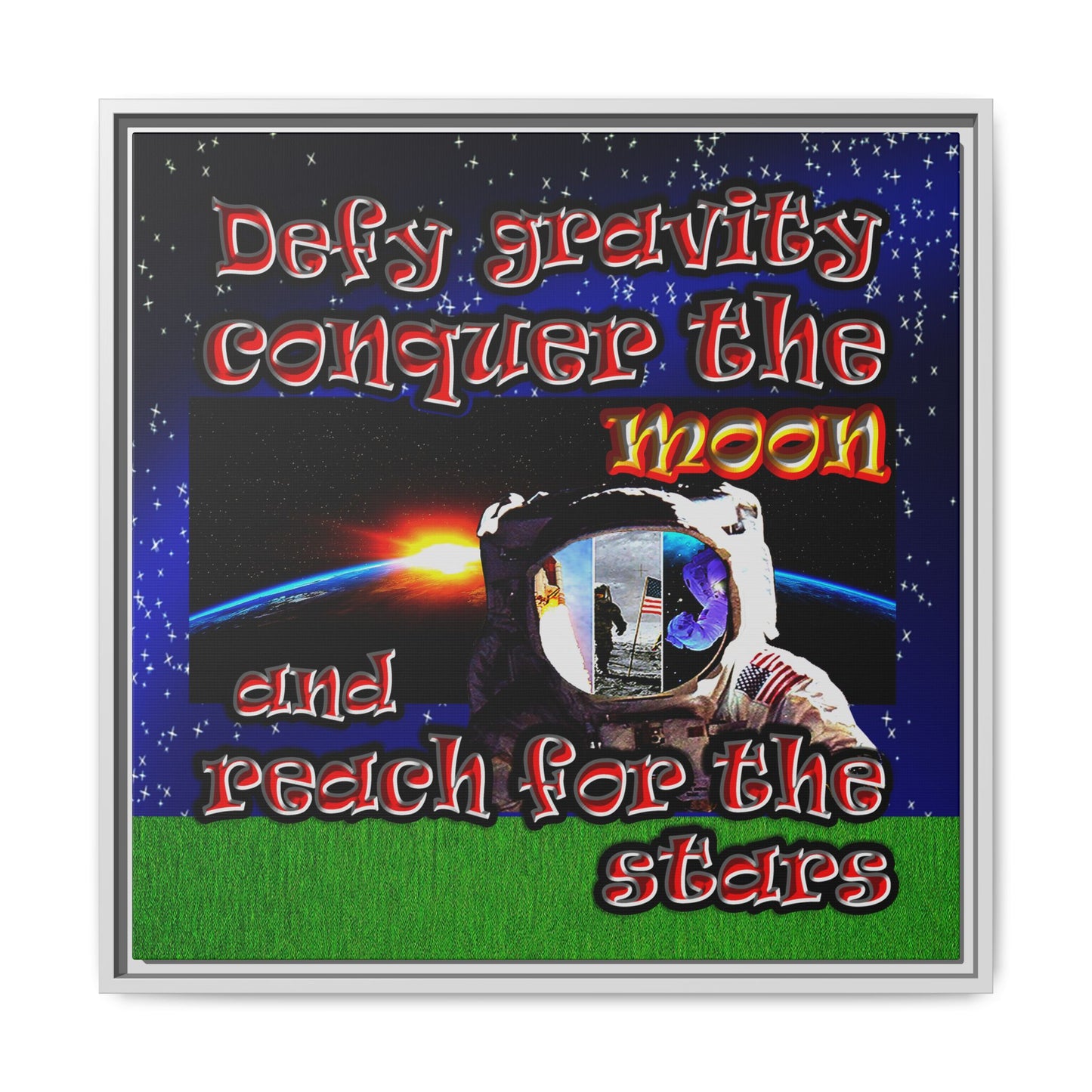 defy conquer reach - framed canvas art ('snoops' background)