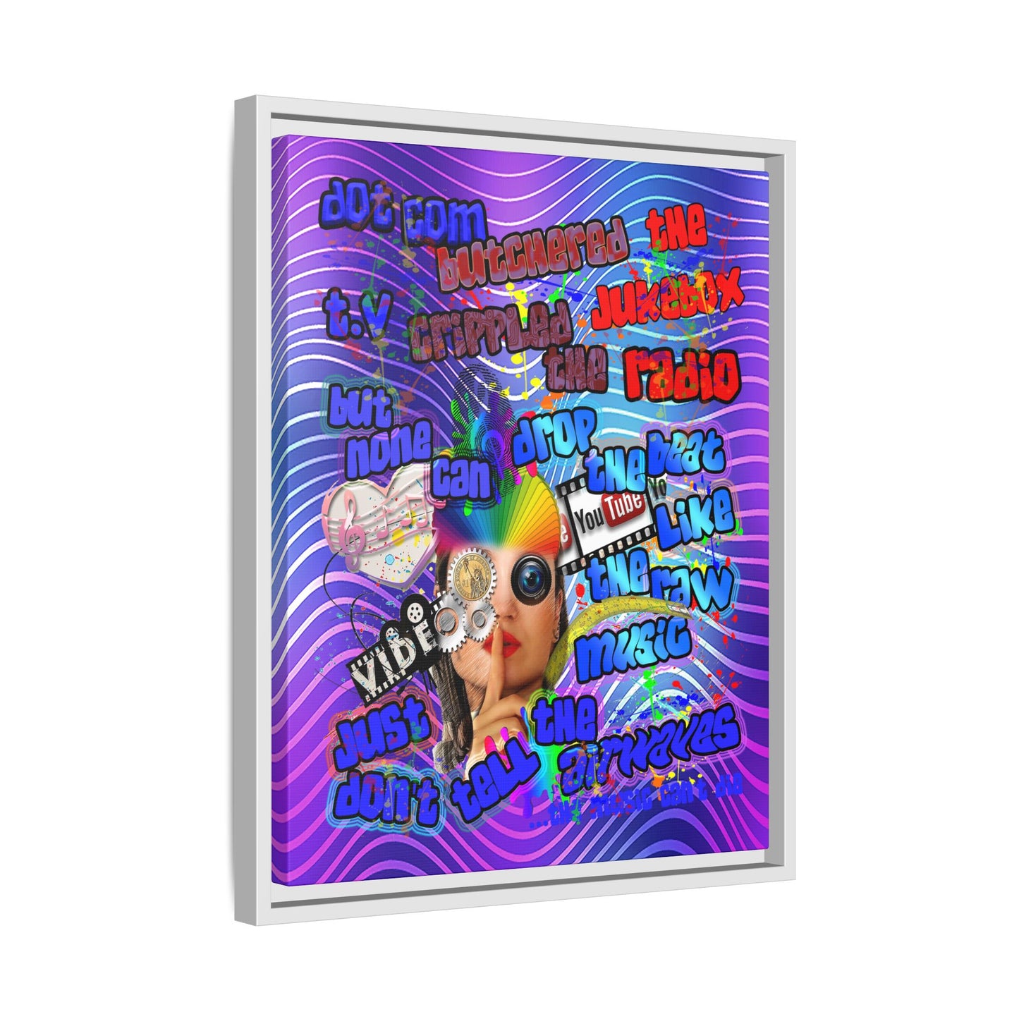 drop the beat - framed canvas art (purple wave)
