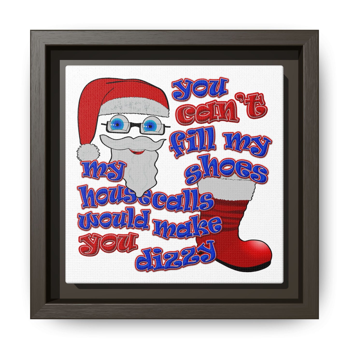 santa's shoes - framed canvas art (white)