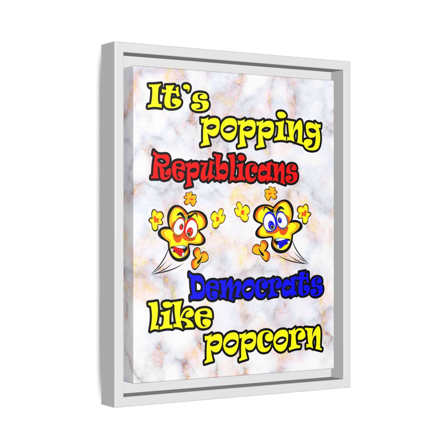 popping like popcorn - framed canvas art (white marble)
