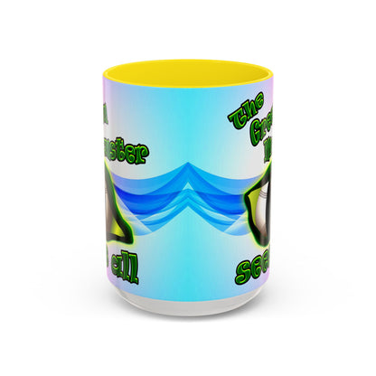 green monster - Accent Mug (light blue-pink wave)