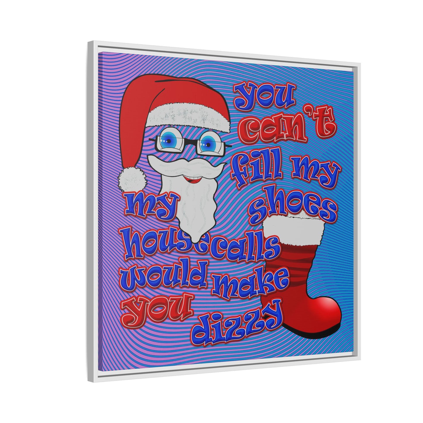 santa's shoes - framed canvas art (light blue-purple wave)