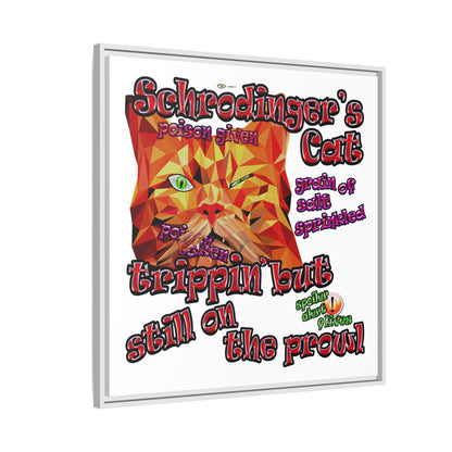 schrodinger's cat - framed canvas art (white)