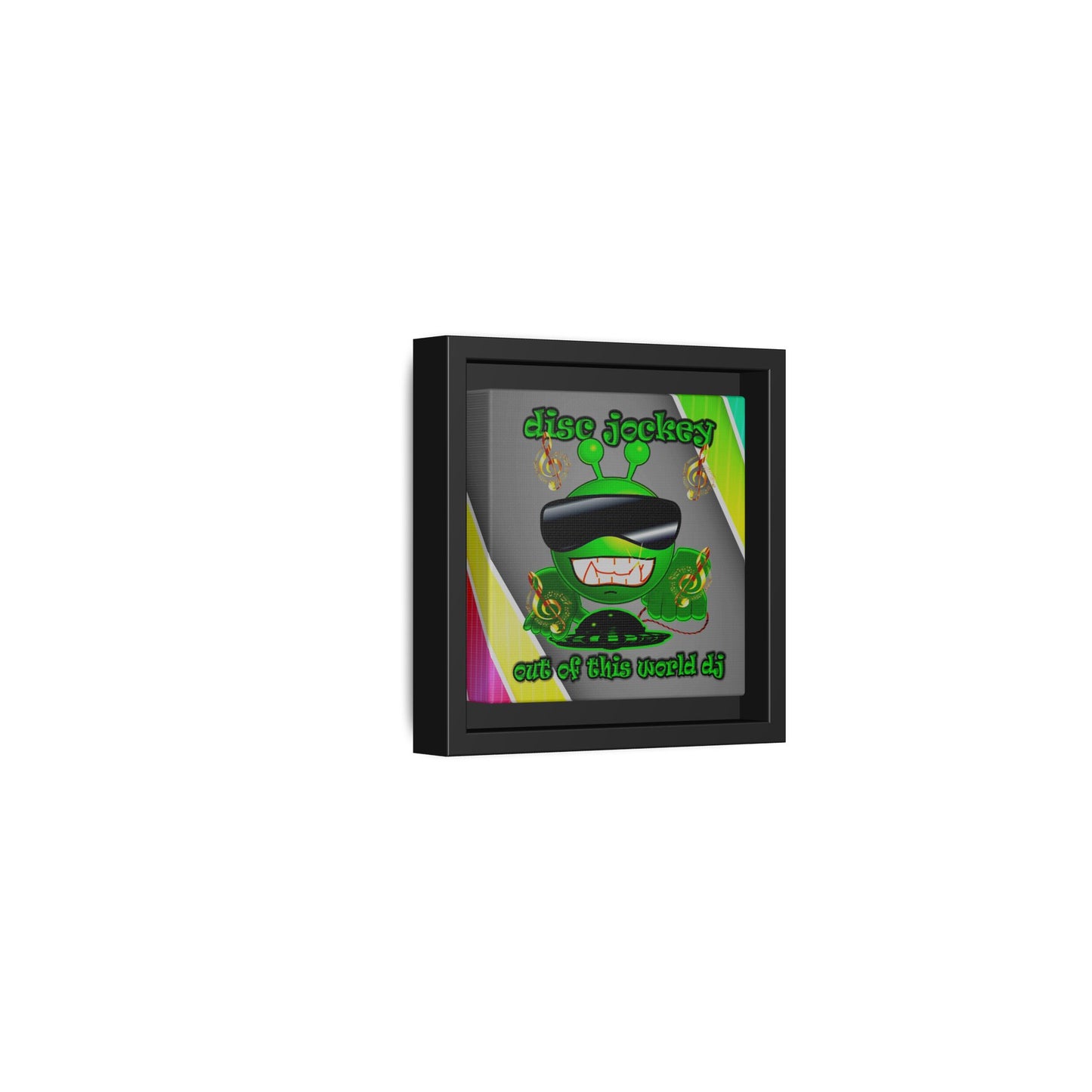 disc jockey - framed canvas art (rainbow split)