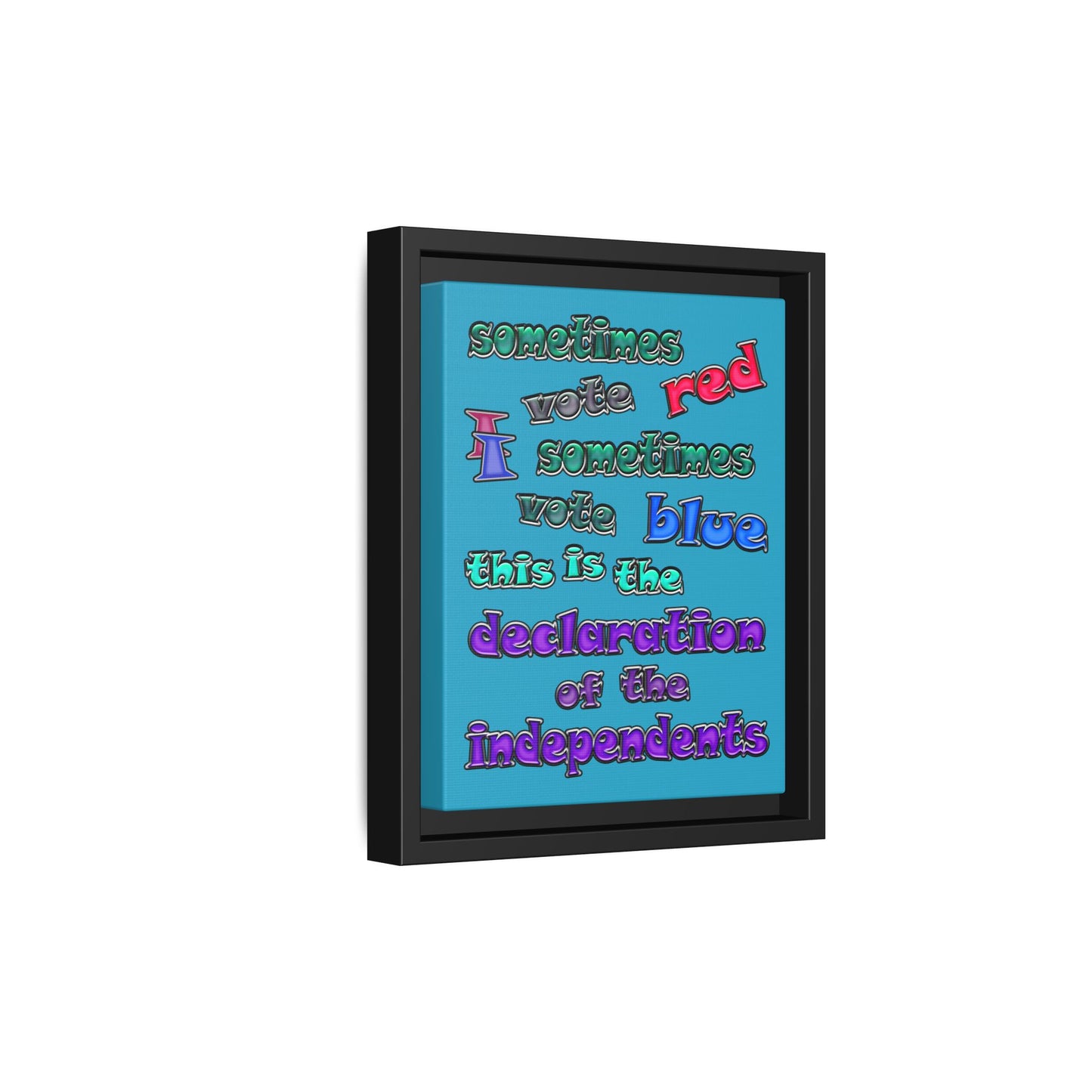declaration of the independents - framed canvas art (turquoise)