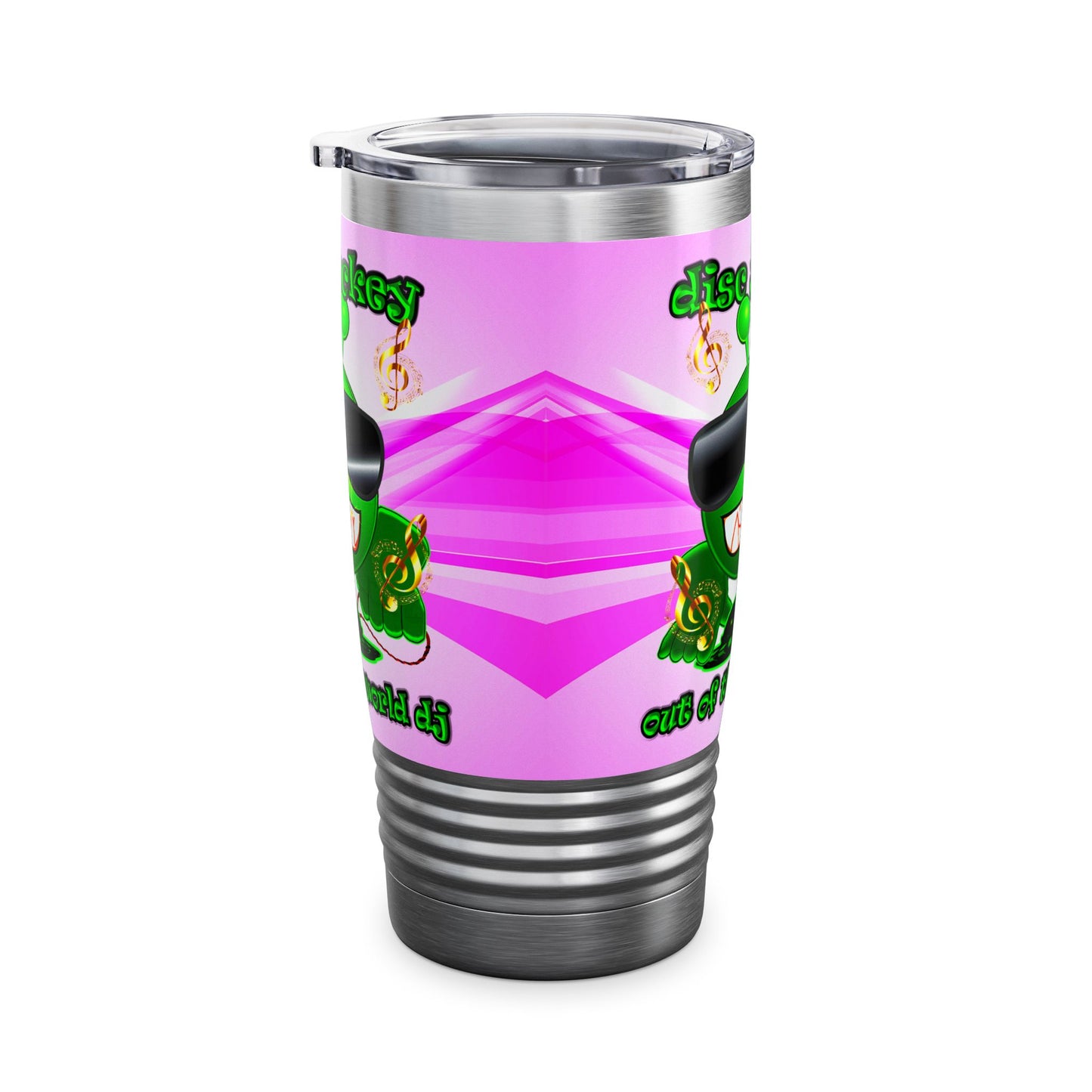 disc jockey - Ringneck Tumbler, 20oz (light blue-pink wave)