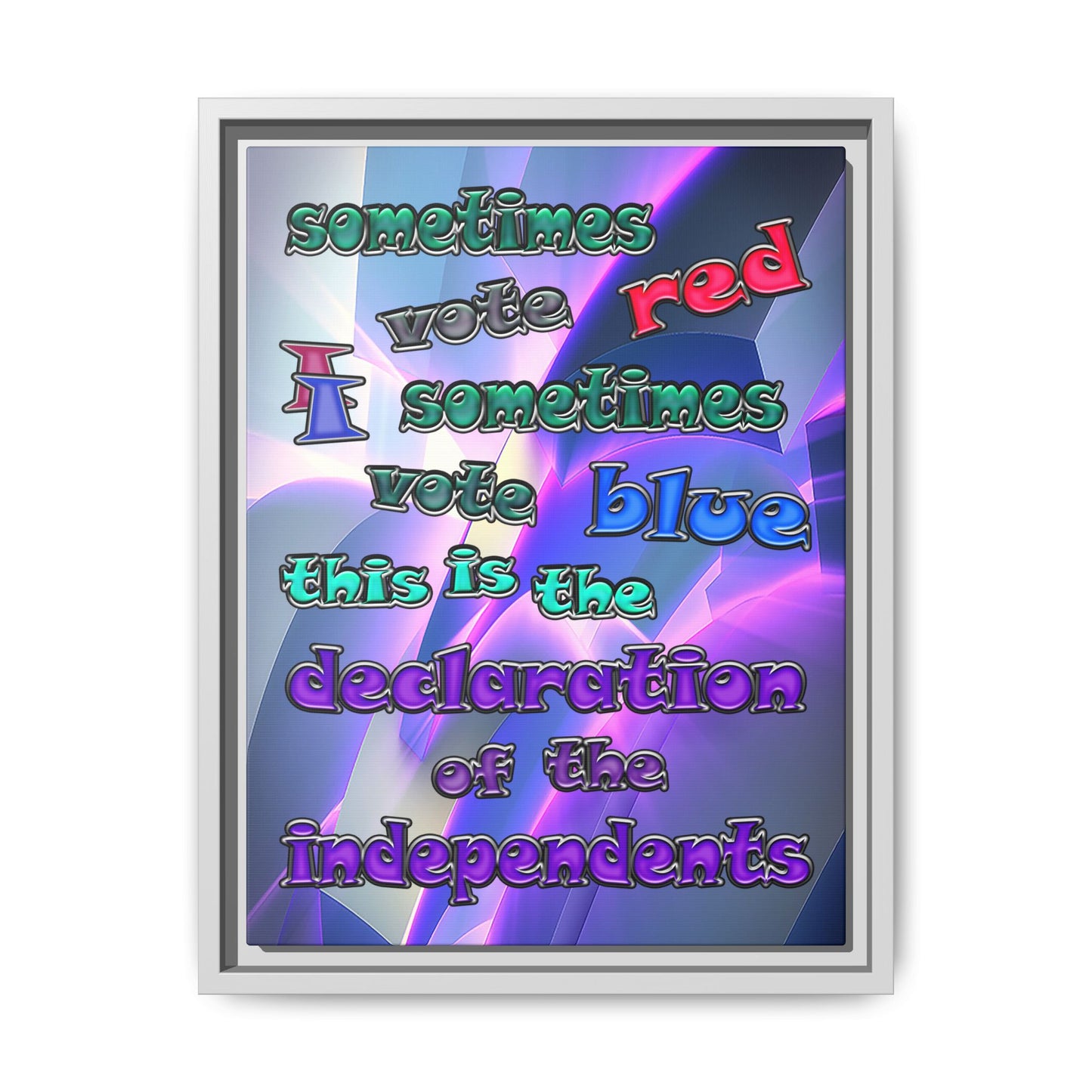 declaration of the independents - framed canvas art (grey-pink wave)
