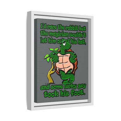 turtle race - framed canvas art (dark grey)