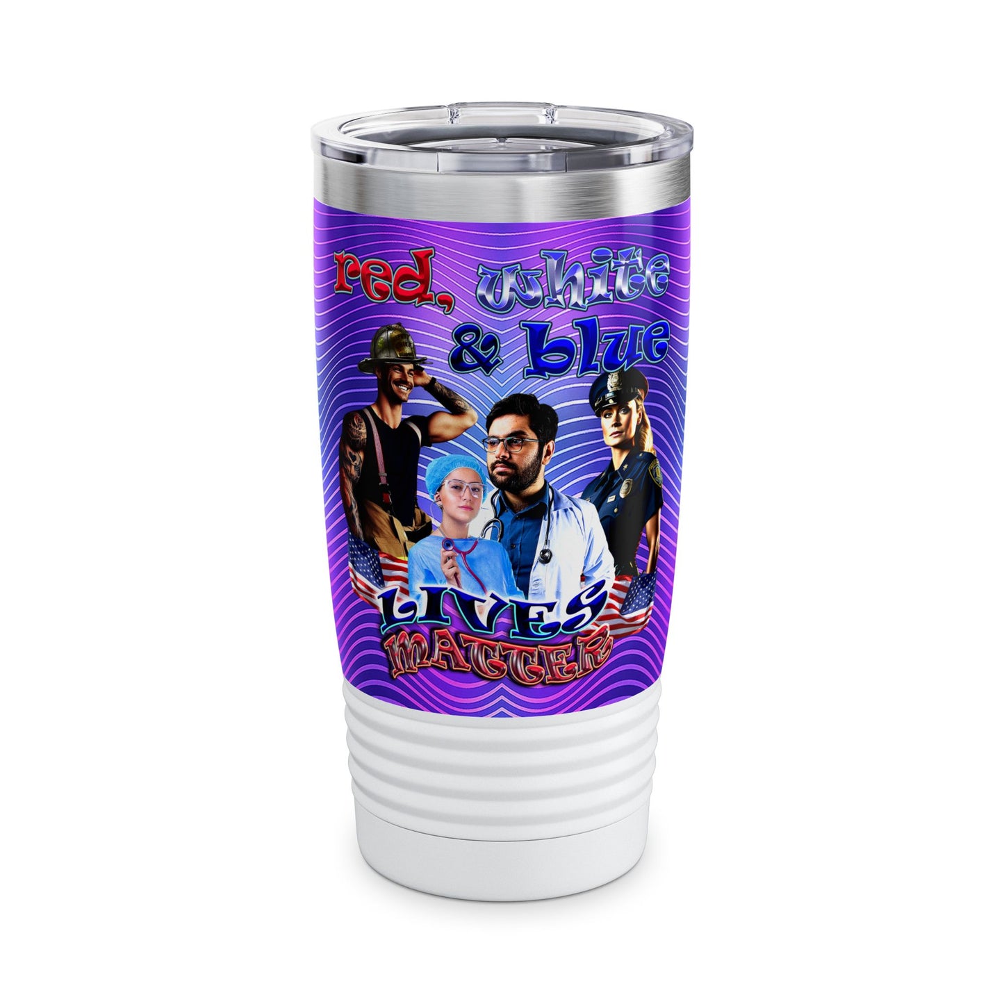rw&b lives matter - Ringneck Tumbler, 20oz (purple wave)