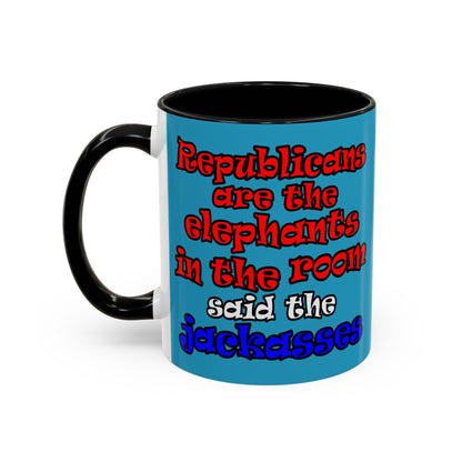 donkeys and elephants - Accent Mug (turquoise)