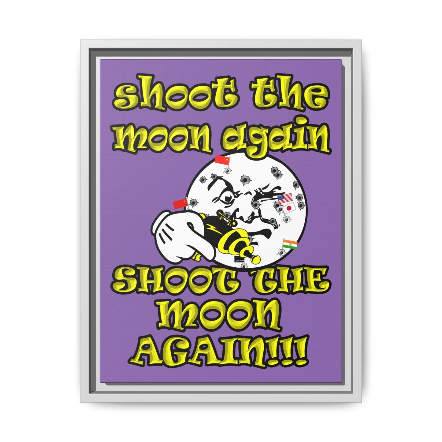 shoot the moon again - framed canvas art (light purple)