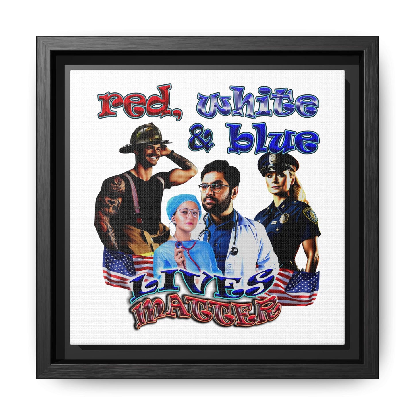 rw&b lives matter - framed canvas art (white)