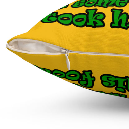 turtle race - Spun Polyester Square Pillow - (yellow)