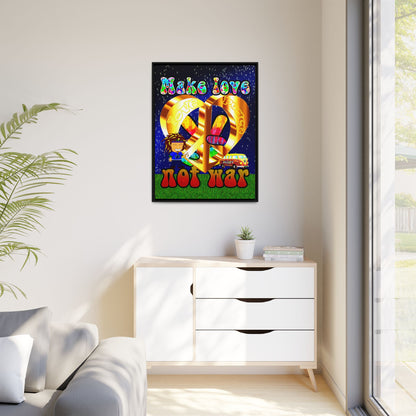 love peace - framed canvas art ('snoops' background)