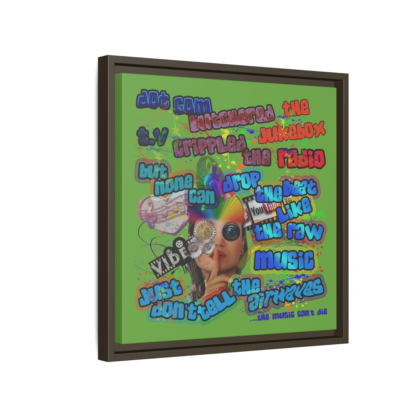drop the beat - framed canvas art (green)