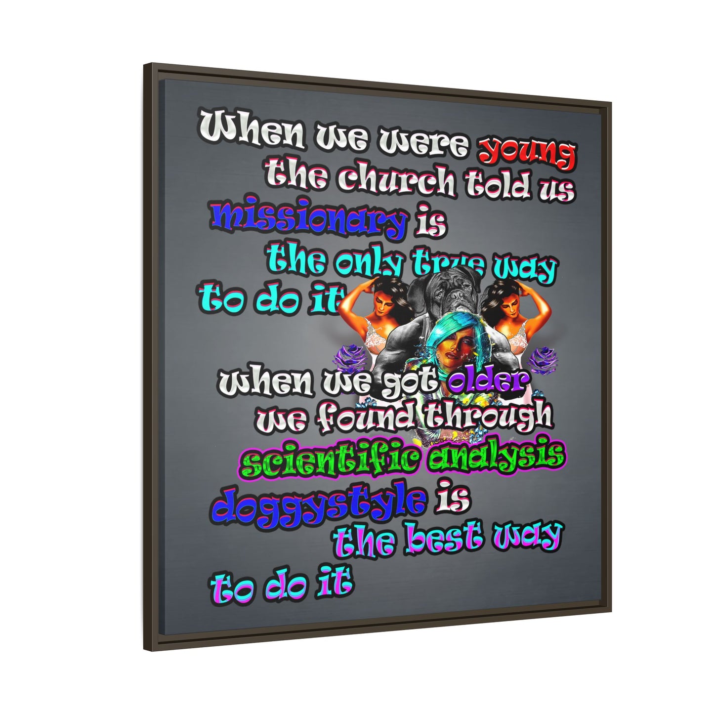 doggystyle - framed canvas art (grey-light grey)