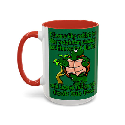turtle race - Accent Mug (dark green)