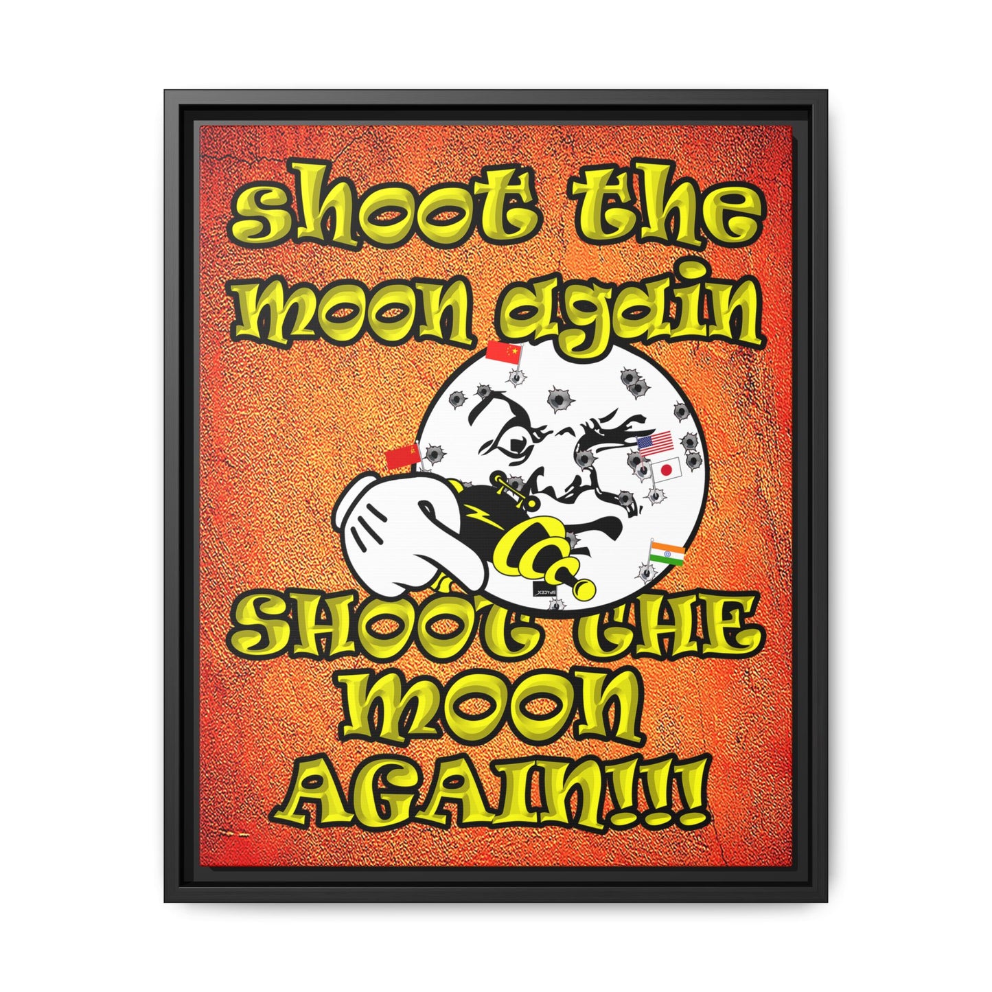 shoot the moon again - framed canvas art (burnt orange)